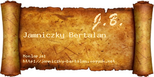 Jamniczky Bertalan névjegykártya